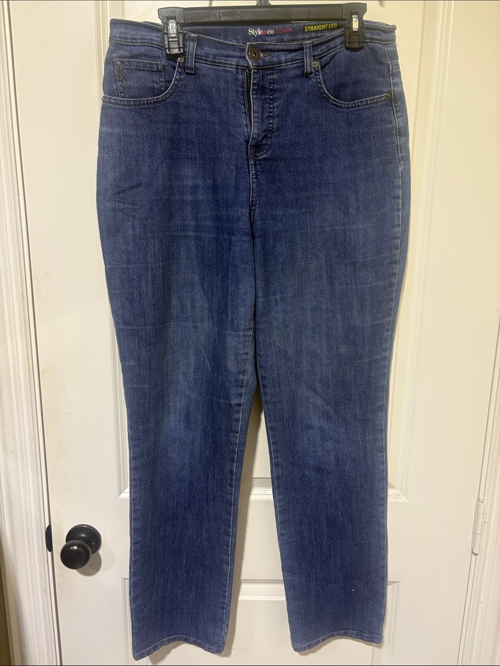 Style & Co. Women's Straight Leg Jeans in Dark Wash Blue